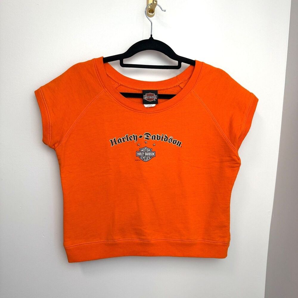 Vintage Official Harley Davidson Motorcycles Y2K Short Sleeve Sweatshirt Large